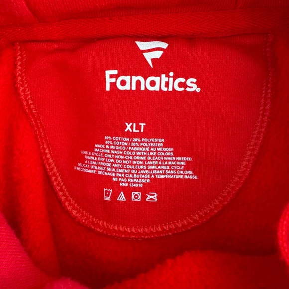 Fanatics red, pull-over, hooded, Blackhawks sweatshirt.  Size XLT. - Picture 4 of 6